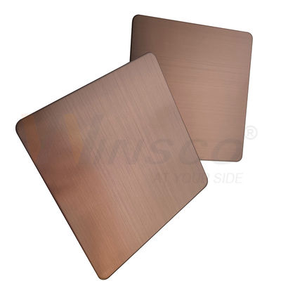 kualitas  GB 201 304 316 Hairline Stainless Steel Sheet Brown PVD Color Accept Customized pabrik