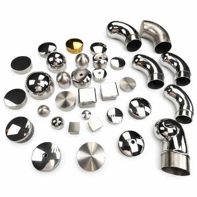 kualitas  SUS 201 304 316 Stainless Steel Round and Square Tube End Caps for Handrails pabrik