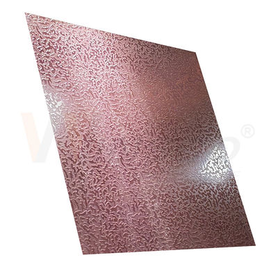 1500mmx300mm Dekoratif Lembaran Stainless Steel Rose Pola Batu Merah Terukir Selesai