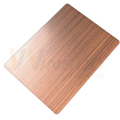 1500mmx3000mm Lembaran Stainless Steel Hias Tangan Dihitamkan Disikat Perunggu Merah