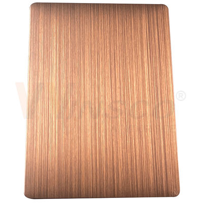 1500mmx3000mm Lembaran Stainless Steel Hias Tangan Dihitamkan Disikat Perunggu Merah
