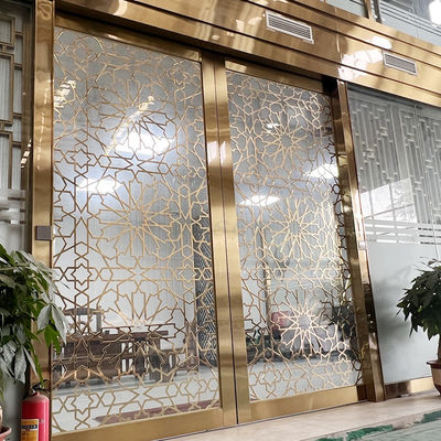 Partisi Layar Stainless Steel Warna PVD Pembagi Ruang Tamu Dengan Kaca Tempered