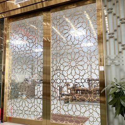 Partisi Layar Stainless Steel Warna PVD Pembagi Ruang Tamu Dengan Kaca Tempered