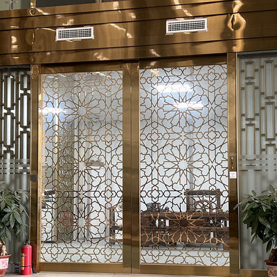 Partisi Layar Stainless Steel Warna PVD Pembagi Ruang Tamu Dengan Kaca Tempered