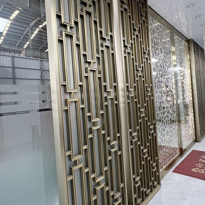 Partisi Ruang Stainless Steel Lapisan Emas Dekoratif Untuk Ruang Tamu