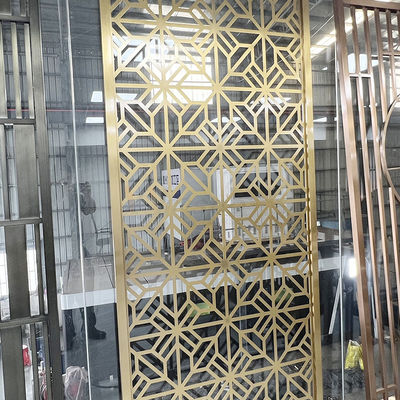 Titanium Gold Chinese Lattice Partisi Pembatas Ruangan Stainless Steel 201 304 316