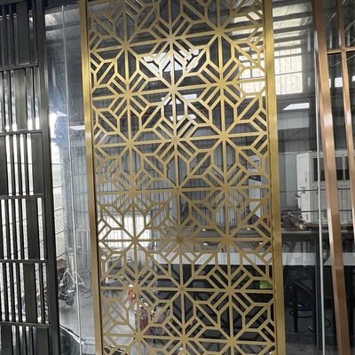 Titanium Gold Chinese Lattice Partisi Pembatas Ruangan Stainless Steel 201 304 316