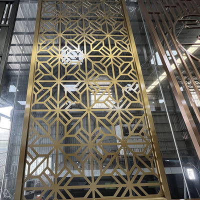 Titanium Gold Chinese Lattice Partisi Pembatas Ruangan Stainless Steel 201 304 316