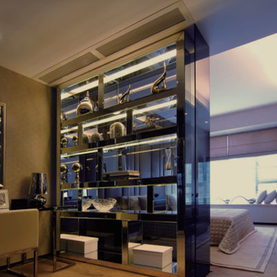 Partisi Layar Stainless Steel 1219mm Pembatas Ruang Tamu Interior Untuk Dekorasi Villa Mewah