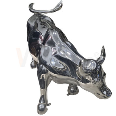 201 304 316 Patung Bentuk Sapi Fabrikasi Logam Stainless Steel Dengan Permukaan Cermin 8k