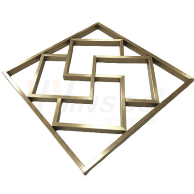Fabrikasi Logam Stainless Steel Titanium Emas Disesuaikan Seni Patung Dinding Abstrak Geometris