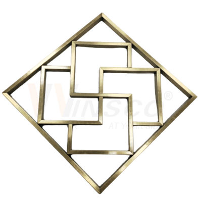 Fabrikasi Logam Stainless Steel Titanium Emas Disesuaikan Seni Patung Dinding Abstrak Geometris
