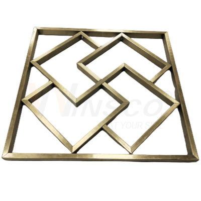 Fabrikasi Logam Stainless Steel Titanium Emas Disesuaikan Seni Patung Dinding Abstrak Geometris
