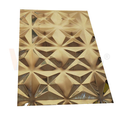 Hias 5x10 Titanium Emas Cermin Timbul Lembaran Stainless Steel Selesai