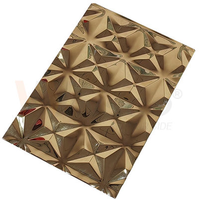 Hias 5x10 Titanium Emas Cermin Timbul Lembaran Stainless Steel Selesai