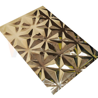 Hias 5x10 Titanium Emas Cermin Timbul Lembaran Stainless Steel Selesai