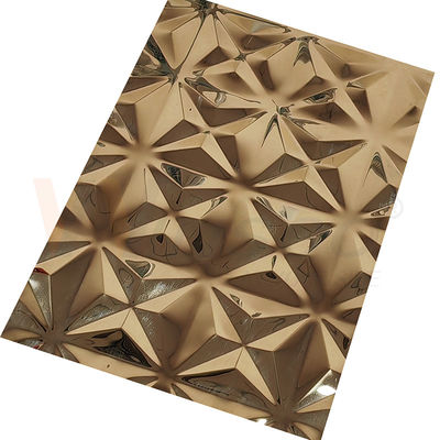 Hias 5x10 Titanium Emas Cermin Timbul Lembaran Stainless Steel Selesai