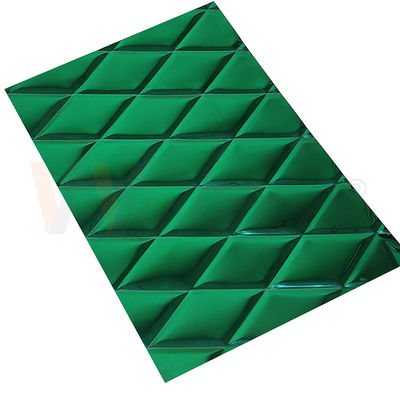 1mm Embossed Stainless Steel Sheet Jade Green PVD Coating Bentuk Belah Ketupat Kecil
