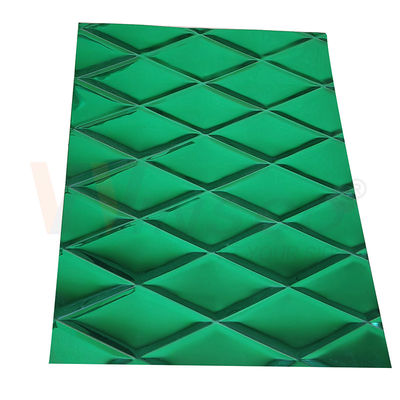 1mm Embossed Stainless Steel Sheet Jade Green PVD Coating Bentuk Belah Ketupat Kecil