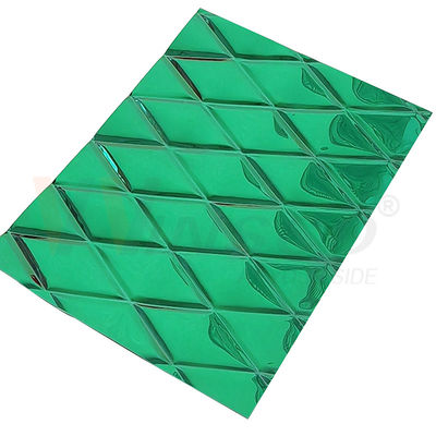 1mm Embossed Stainless Steel Sheet Jade Green PVD Coating Bentuk Belah Ketupat Kecil
