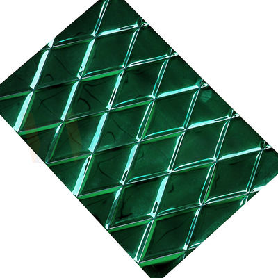1mm Embossed Stainless Steel Sheet Jade Green PVD Coating Bentuk Belah Ketupat Kecil