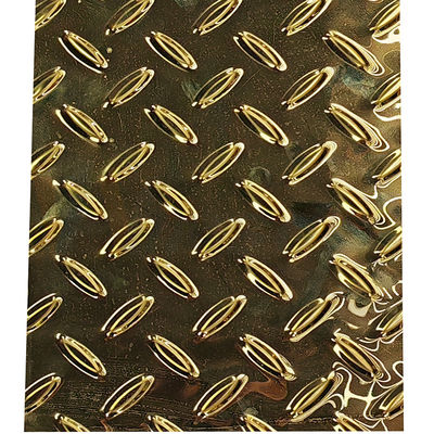Rice Grain Diamond Embossed Stainless Steel Sheet Plat Anti Selip Dengan Warna Titanium Gold