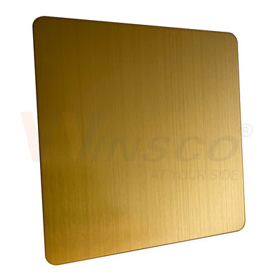 1219mmx2438mm JIS 201 304 316 Lembar Garis Rambut Stainless Steel Titanium Emas