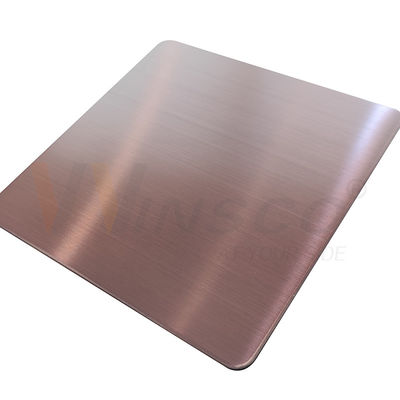 1000x2000mm Lembaran Stainless Steel Garis Rambut Rose Gold DIN 201 304 316