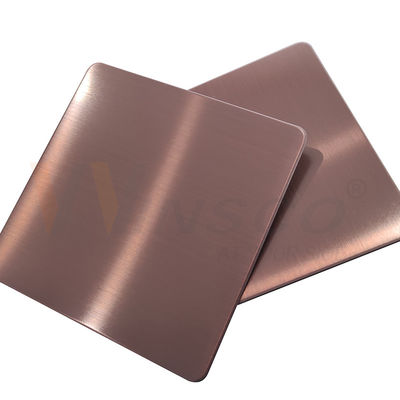 1000x2000mm Lembaran Stainless Steel Garis Rambut Rose Gold DIN 201 304 316
