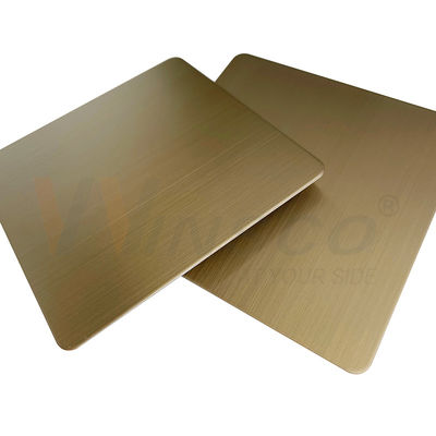 Lembar Stainless Steel Garis Rambut Disikat 5x10ft AISI 201 304 316 Champagne Gold