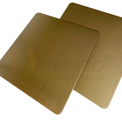 Lembar Stainless Steel Garis Rambut Disikat 5x10ft AISI 201 304 316 Champagne Gold