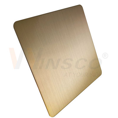 Lembar Stainless Steel Garis Rambut Disikat 5x10ft AISI 201 304 316 Champagne Gold