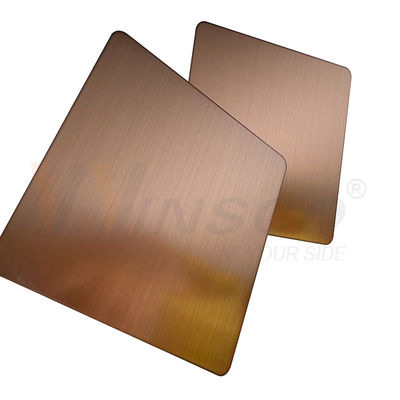 Anti Finger Warna Tembaga Garis Rambut Finish Lembaran Stainless Steel Untuk Panel Hias