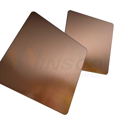Anti Finger Warna Tembaga Garis Rambut Finish Lembaran Stainless Steel Untuk Panel Hias