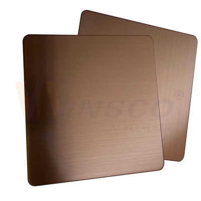Anti Finger Warna Tembaga Garis Rambut Finish Lembaran Stainless Steel Untuk Panel Hias