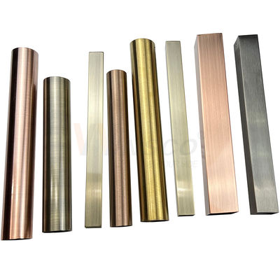 Inox Dekoratif 0.3mm Stainless Steel Dilas Tabung Pipa 201 304 316 Kelas Garis Rambut Cermin Vakum Berlapis Warna Pvd