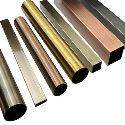 Inox Dekoratif 0.3mm Stainless Steel Dilas Tabung Pipa 201 304 316 Kelas Garis Rambut Cermin Vakum Berlapis Warna Pvd