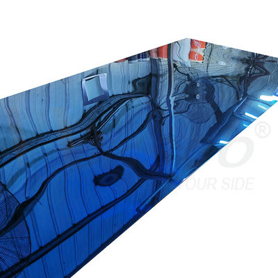 Safir Biru PVD dilapisi lembaran stainless steel Mirror 8k Finish AISI 201 Plat logam tak bernoda