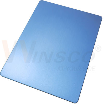 0.4-3mm tebal warna biru Matte Inox Metal Sheet 201 Grade Stainless Steel Plate Hairline No.4 Finish