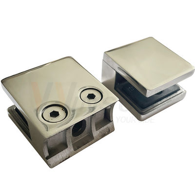 SS 304 316 Perlengkapan Pegangan Bawah Bulat Datar Cermin Satin 45Mm X 45Mm X 25Mm Penjepit Kaca Baja Tahan Karat Persegi