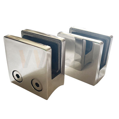SS 304 316 Perlengkapan Pegangan Bawah Bulat Datar Cermin Satin 45Mm X 45Mm X 25Mm Penjepit Kaca Baja Tahan Karat Persegi