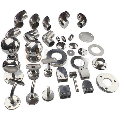 Fittings Balustrade Tangga Inox SUS 201 304 316 Komponen Balustrade Baja Tidak Berlemak Aksesoris Gelang Kaca