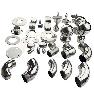 Fittings Balustrade Tangga Inox SUS 201 304 316 Komponen Balustrade Baja Tidak Berlemak Aksesoris Gelang Kaca
