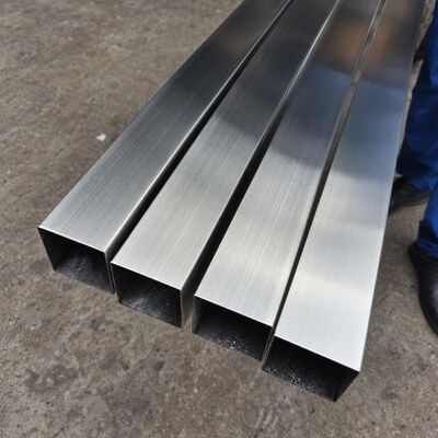 Pipa Kotak Baja Tahan Karat 50x50mm Satin Disikat 201 304 316, Ketebalan Dinding 1.2–3.5mm