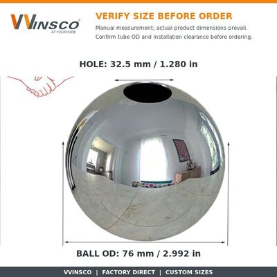 AISI 201 304 SS Fittings Dekorasi Handrail 51mm 60mm Diameter Stainless Steel Bolong Kerongkong Untuk 19mm Pipa Bulat
