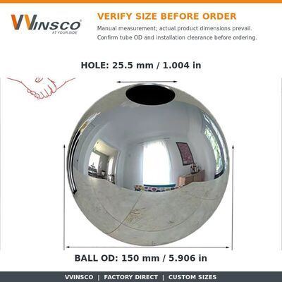 AISI 201 304 SS Fittings Dekorasi Handrail 51mm 60mm Diameter Stainless Steel Bolong Kerongkong Untuk 19mm Pipa Bulat