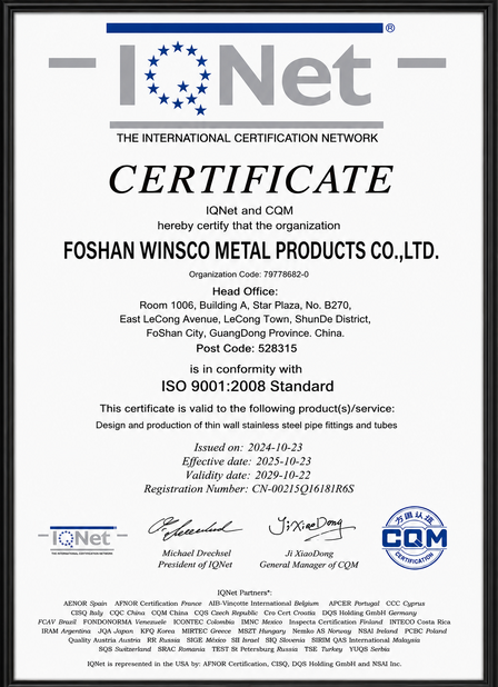 Cina (GuangDong)Foshan Winsco Metal Products Co., Ltd. Sertifikasi