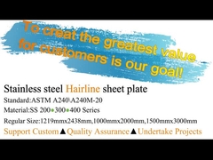 TP 201 304 316 430 AFP Garis Rambut Hias No.4 Permukaan Lembaran Stainless Steel